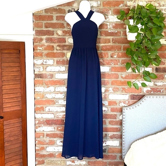 Lulu’s Blue Air of Romance Halter Maxi Dress size XS - Picture 3 of 12